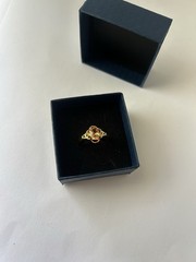 Vintage Orange Cubic Zirconia Ring Gold Plated Womens Size 8.5