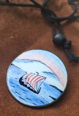 Vintage Norway 925 Sterling Ivar T. Holth Enamel Viking Ship Brooch 1940s