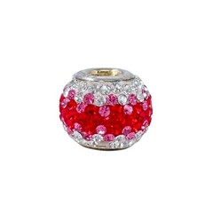 Vintage Sterling Silver 925 Red Crystal Barrel Charm Bead