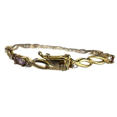 Sterling Silver 925 FAS Multi-Stone Gold Accent Bracelet Vintage Elegant Jewelry