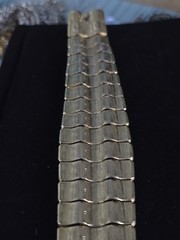Les Bernard Inc Bracelet Wide Articulated Link Bracelet Textured Wave Pattern