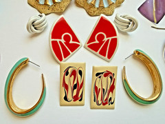 VTG. 70’s- 80’s Pierced Earring Lot of 14 Pair FUNKY Fun COLORFUL Enamel Metal