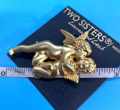 Two Sisters Medici/Lauren & Leah/Jewelry Designs/2 Cherub Brooch/Silver-Tone/VTG