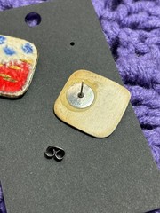 Vintage Abstract Art to Wear Square Stud Earrings 7/8 inch