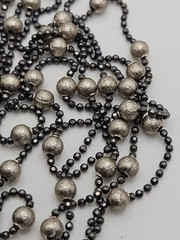 Vintage JCM Sterling Silver Italian Beaded Station Long Chain Necklace 60″