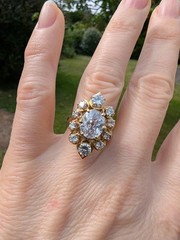Art Deco Style Lab Created Diamond 14K Yellow Gold FN Anniversary Gift Ring