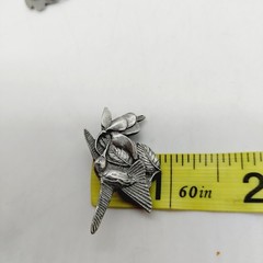 Birds and Blooms Floral Pewter Brooch Pins Limited Edition Vintage Lot of 2