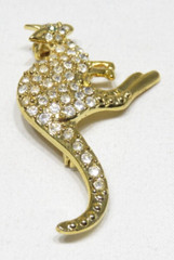 Vintage Kangaroo Pave Gold Tone Green Eyed Brooch Lot 1878S lisasfinds