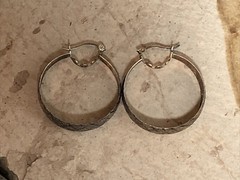 925 Sterling Silver Brushed Textured Hoop 30mm Wide 8mm Earrings 5.7g