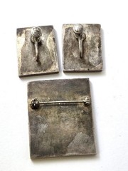 Mid-Century Earring and Pin Set in Sterling Silver, 32 grams