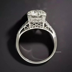 3Ct Art Deco Style Lab Created Diamond Engagement Wedding 14k White Gold FN Ring