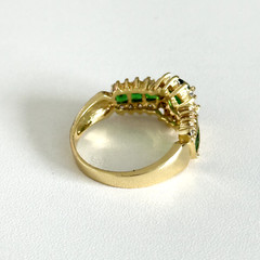 Ladies Green & Clear CZ Yellow Gold Plated Sparkly Statement Ring Size 11.25