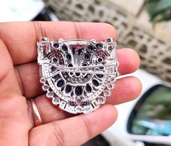4Ct Oval Cut Lab Created Blue Sapphire Brooch Pin 14K White Gold Plated Silver