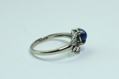 VTG Art Deco 10K White Gold Genuine Star Sapphire & Diamond Ring Sz 4.5 – 2.12 g