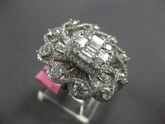 EXTRA LARGE 3.51CT DIAMOND 18KT WHITE GOLD ROUND & BAGUETTE FLOWER INFINITY RING