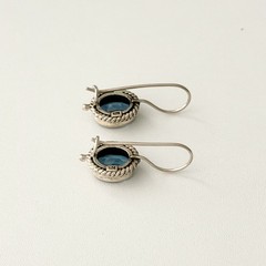 Vintage 925 Sterling Silver Genuine Blue Topaz Dangle Earrings