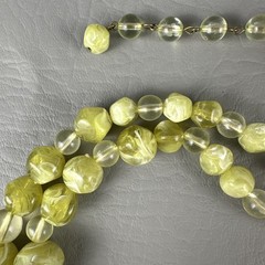 Vintage Necklace Earring Set Lime Green Marbled Lucite Double Strand Clip On
