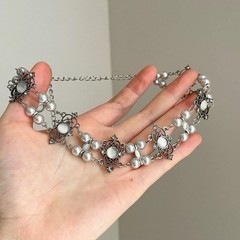 Vintage Pearl Baroque Choker/Retro Chain Necklace