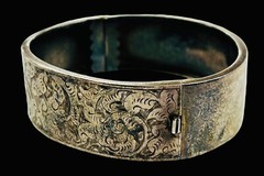 Antique English Victorian Sterling Silver Buckle Bangle Bracelet RWH 925/1000