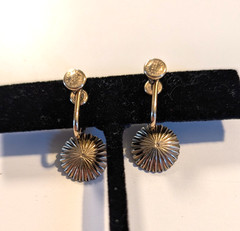 Vintage Signed JMS 1/20 12kt Gold Filled Pearl Dangle Screw Back Earrings