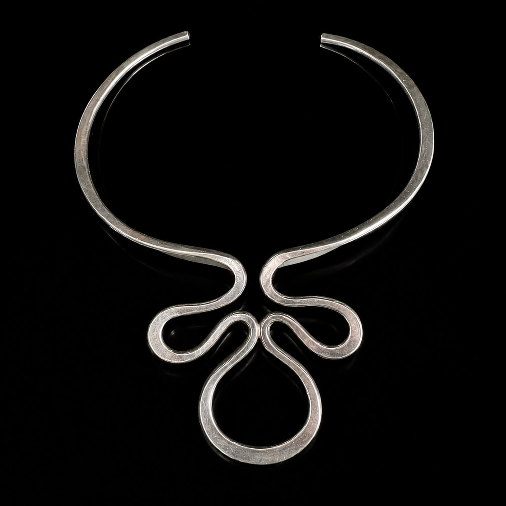Anna Greta Eker Norway Sterling Silver Modernist Torque Necklace 58g 925s