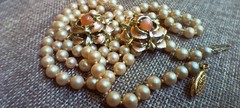 Judy Lee Signed Faux Pearl Curated Costume Jewelry Set Demi Parure 1960 Earrings