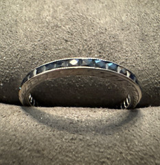 Antique 14K White Gold French Cut Blue Sapphire Eternity Wedding Band