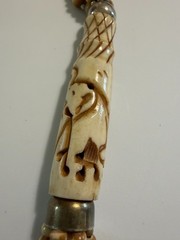 Vintage Hand Carved Organic Bovine Bone Tribal Statement Necklace Elephants