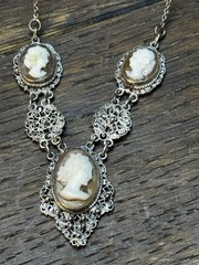 Antique Cameo Necklace “Italian” Filigree 16.5” 800 Silver