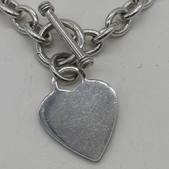 Vintage Sterling Silver Heart Toggle Necklace Chunky 18” 61.8 Grams Monogram