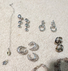 Beautiful SILVER Tone, Vintage ESTATE jewelry lot pendant, necklace, bracelet