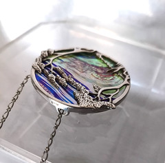 Scottish Pat Cheney/John Ditchfield Woodland Tree Sterling Poured Glass Necklace