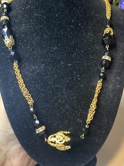 2.475 Vintage luxury set, necklace, bracelet, gold tone, cut glass inserts