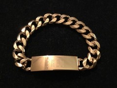 Vintage Speidel USA Mens ID Bracelet Gold Tone Curb Link Engraved -“FRED”- 8.5 “