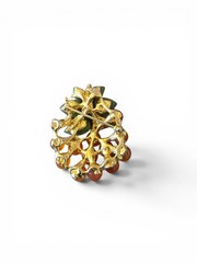 Vintage Swoboda Signed Jade Carnelian Grape Cluster Brooch Pin Gold Tone