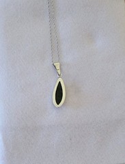 VTG Sterling Silver 925 Orthoceras Fossil Pendant W/ 20″ Rope Chain Necklace