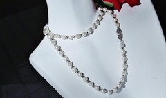 925 sterling silver 18.0″ necklace 5mm cultured pearl silver bead 13.6g