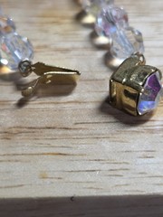 Vintage 48″ AB Crystal Glass Bead Necklace Faceted 8mm Aurora Borealis Long