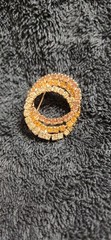 Vintage Amber Brown Yellow Green Rhinestone 3 Interlocking Rings Brooch Pin