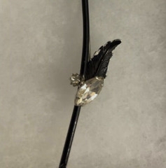 Francois by Coro Large Black Enamel and Cubic Zirconia Brooch/Pin