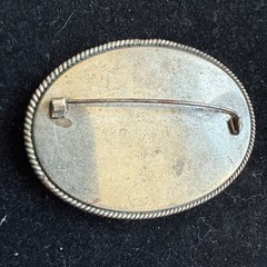 Vintage Russian Silver & Mother of Pearl Sleigh Ride Painted Brooch Pin 2”