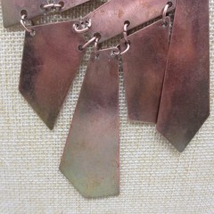 Vintage Artisan Copper Necklace Modernist Bib Statement 21 Inch