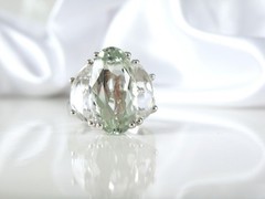 Vintage Sterling Silver 925 Natural Heated Green Amethyst Statement Ring Size 9