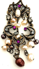 Artisan Victorian-Style Chandelier Earrings 14K GF French Wire Fresh Water Pearl