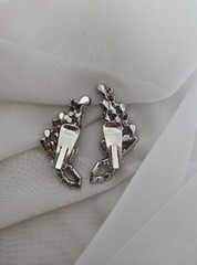 1950’s Ear Climbers Clip On Earrings Clear Rhinestone 2″