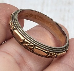 Antique 14K Yellow & White Gold KEEPSAKE 5mm Floral Wedding Band Ring Size 10.75