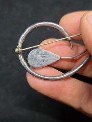 Mexico Sterling Silver Fashion Pin Black Stone