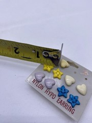 Vintage Earrings 90s Nylon Hypo Earring Studs Hearts Stars Girls New Unused Prop