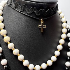 Necklace Lot Goth Coquette Vintage Acrylic Beads Metal Lace Cross Pendant Monet