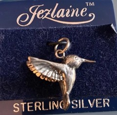 Jezlaine Sterling Hummingbird Charm Pendant Vintage Solid 925 Bird Jewelry